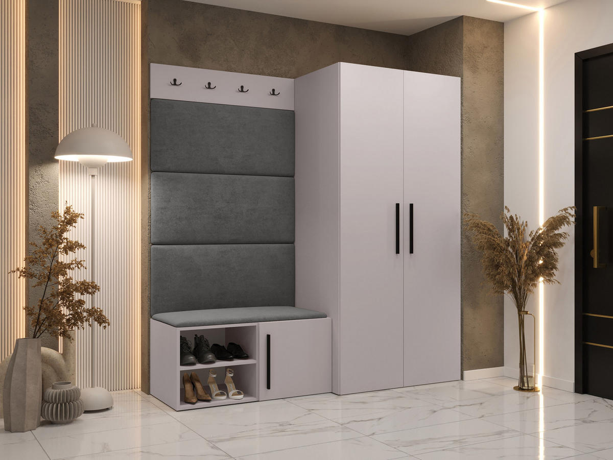 GARDEROBEN-SET Medi I - Kaschmir/Schwarz, Holzwerkstoff/Kunststoff (80/191/50cm) - MIRJAN24