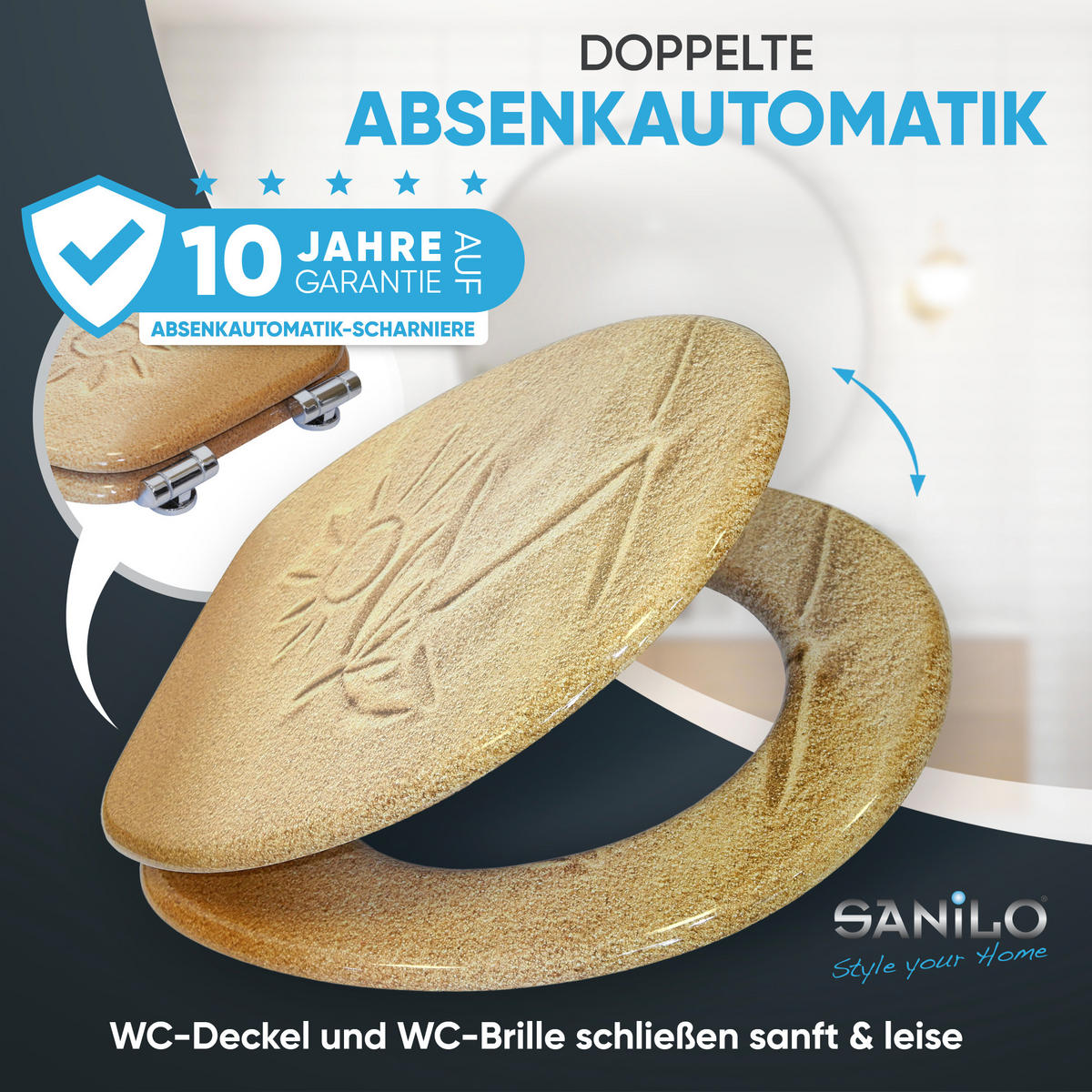 WC-SITZ mit Absenkautomatik Sunshine - Braun, Holzwerkstoff (38/6/47cm) - Sanilo