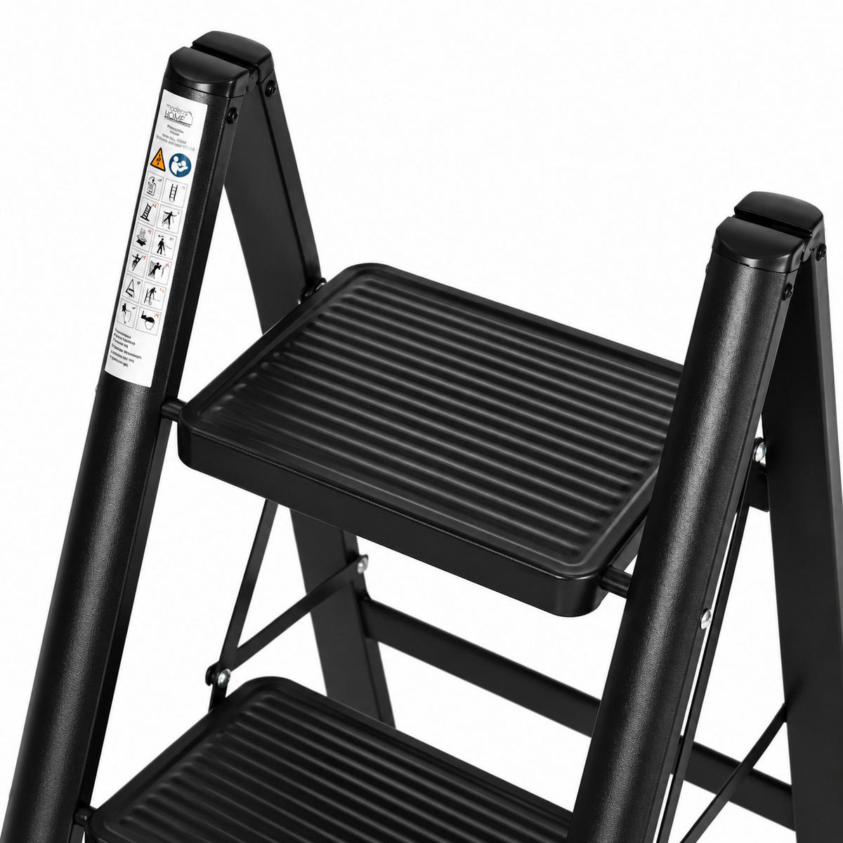KLAPPTRITTLEITER 3 Stufen Schwarz - Schwarz, Kunststoff/Metall (41/84.5/66cm) - Mat-Haus