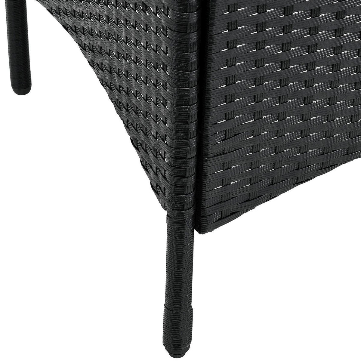 BALKON-SET Bayamo Polyrattan schwarz/beige (3-tlg.) - Schwarz, Kunststoff - Juskys