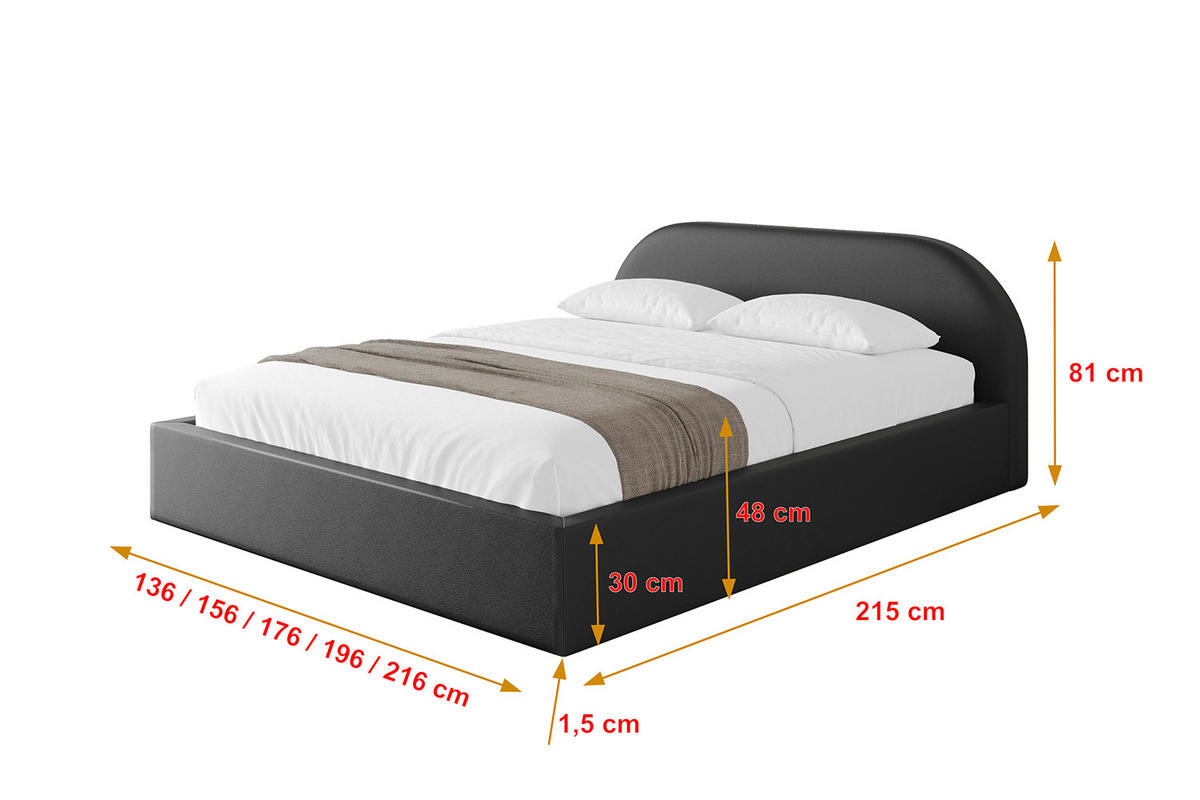POLSTERBETT mit Bettkasten und Lattenrost, Bett mit Matratze H3/H4 - TIVON-V1 180x200 Schwarz Kunstleder - Schwarz Hochglanz, Holzwerkstoff/Textil (180/200cm) - ALTDECOR