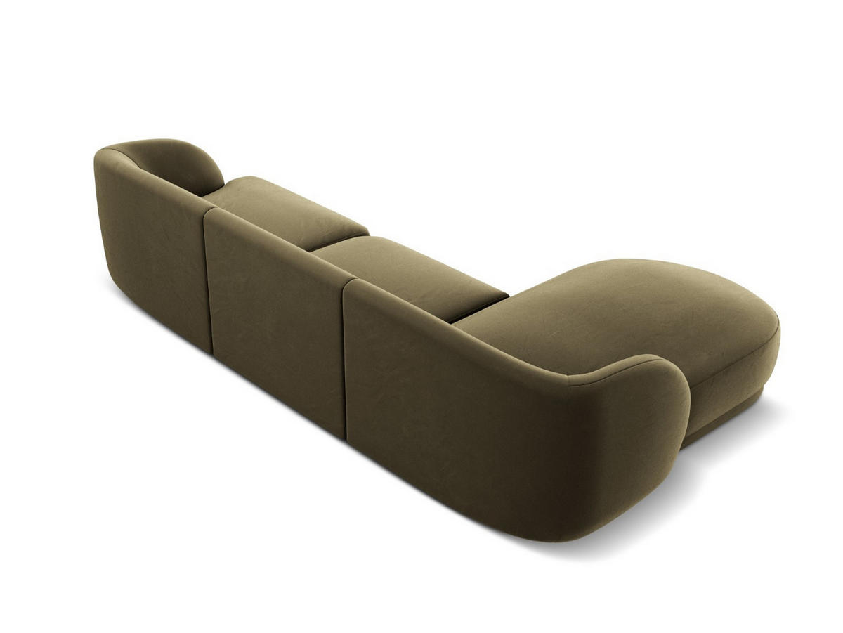 ECKSOFA links Miley aus Samt grün 4 Sitzplätze - Grün, Textil (156/255cm) - Micadoni