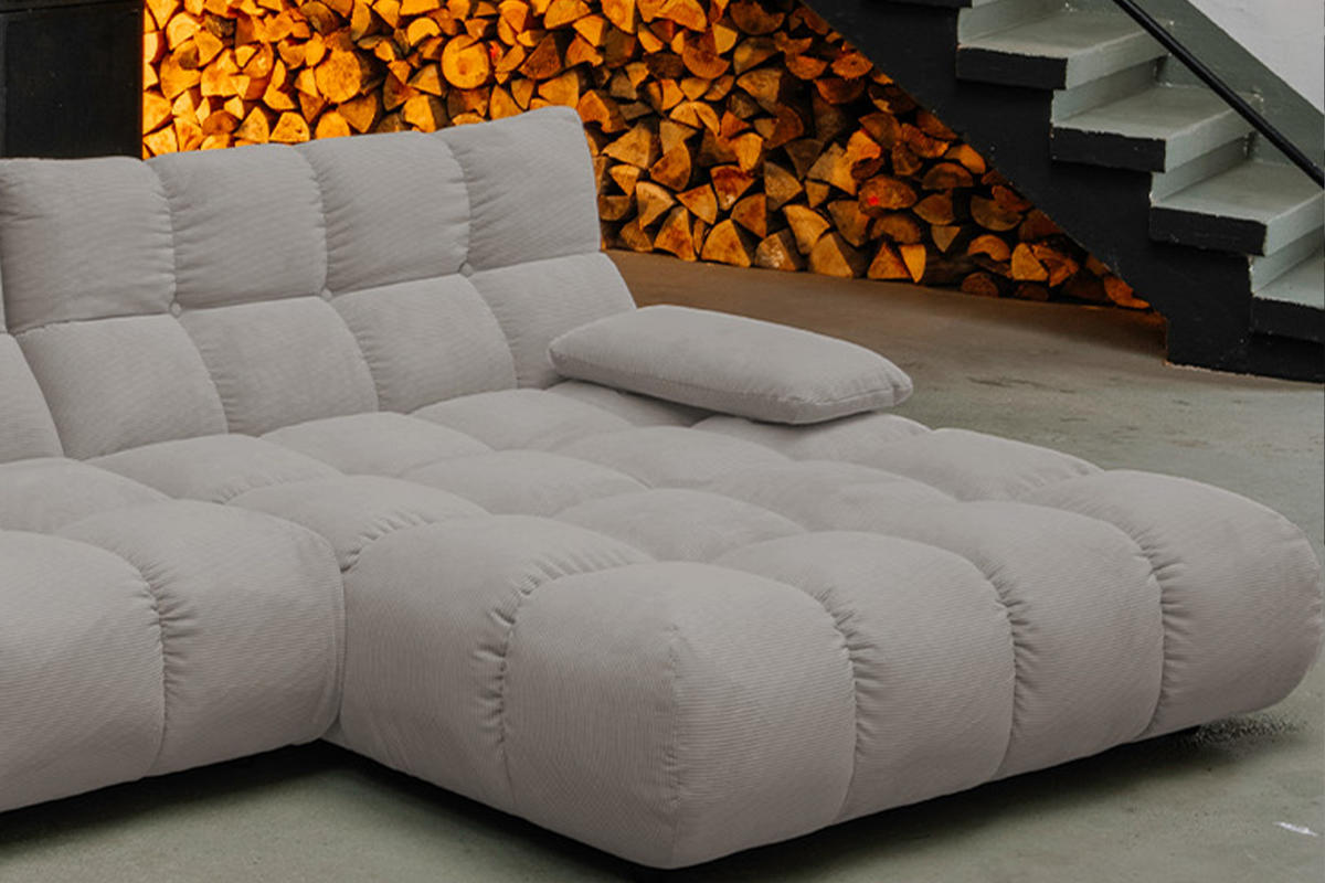 ECKSOFA VIVIEN Grau Cord - Schwarz/Grau, Kunststoff/Textil (290/178cm) - KAWOLA