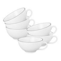 TEETASSEN Lido Black Line weiß 200 ml 6er Set - Weiß, Keramik (0.2L) - Seltmann Weiden