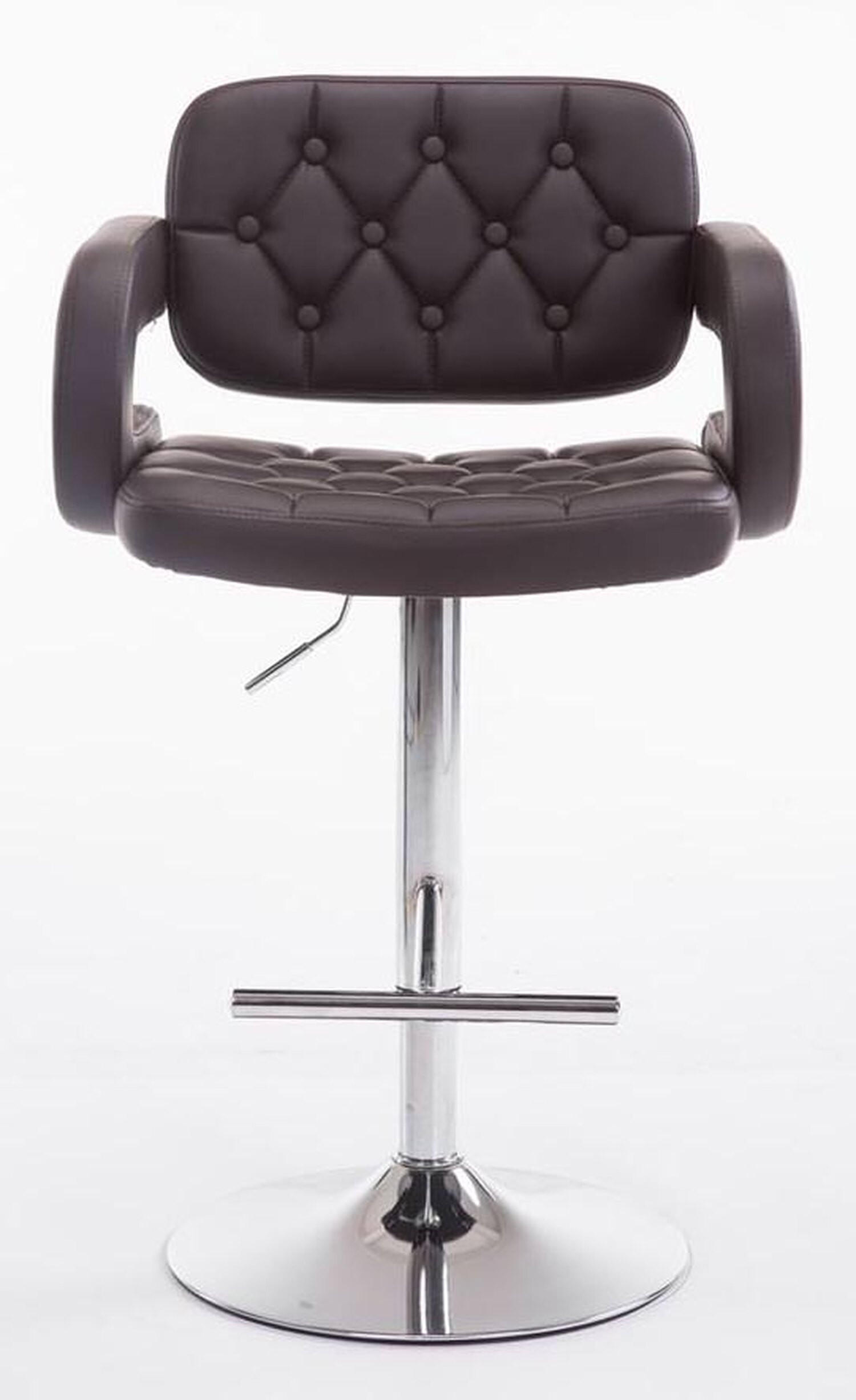 BARHOCKER Dubai, 2er Set, Gestell Metall in Chromoptik, Kunstleder Braun - Chromfarben/Braun, Kunststoff/Textil (52/100/55cm) - TPFLiving