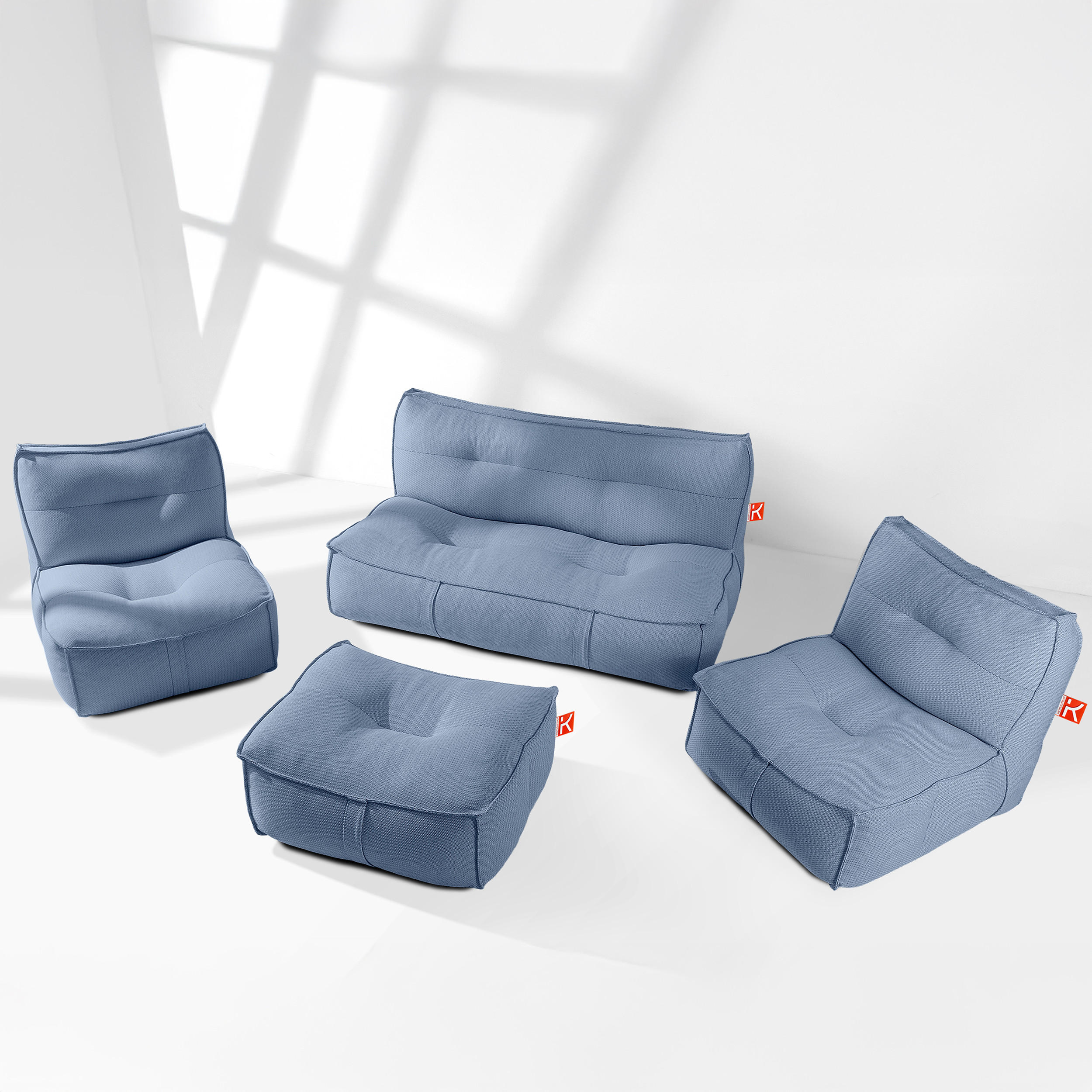 GARTENLOUNGE-SET LOVIA, Möbel-Set, Marineblau/Weiß - Dunkelblau, Textil - KONSIMO®