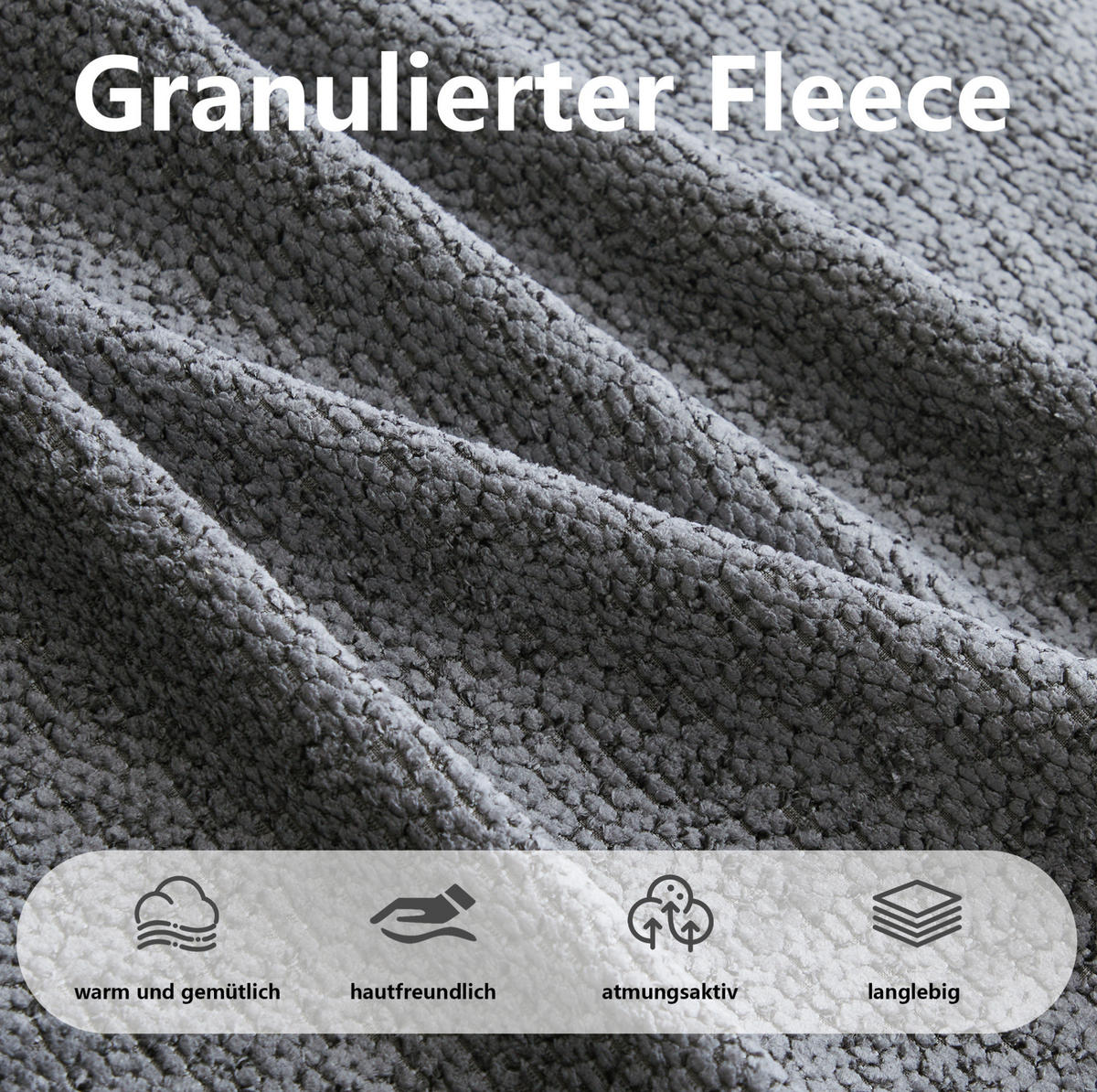 ECKSOFA 210/165/79 cm grau aus Granular Fleece ohne Montage - Grau, Textil (165/210cm) - OKWISH