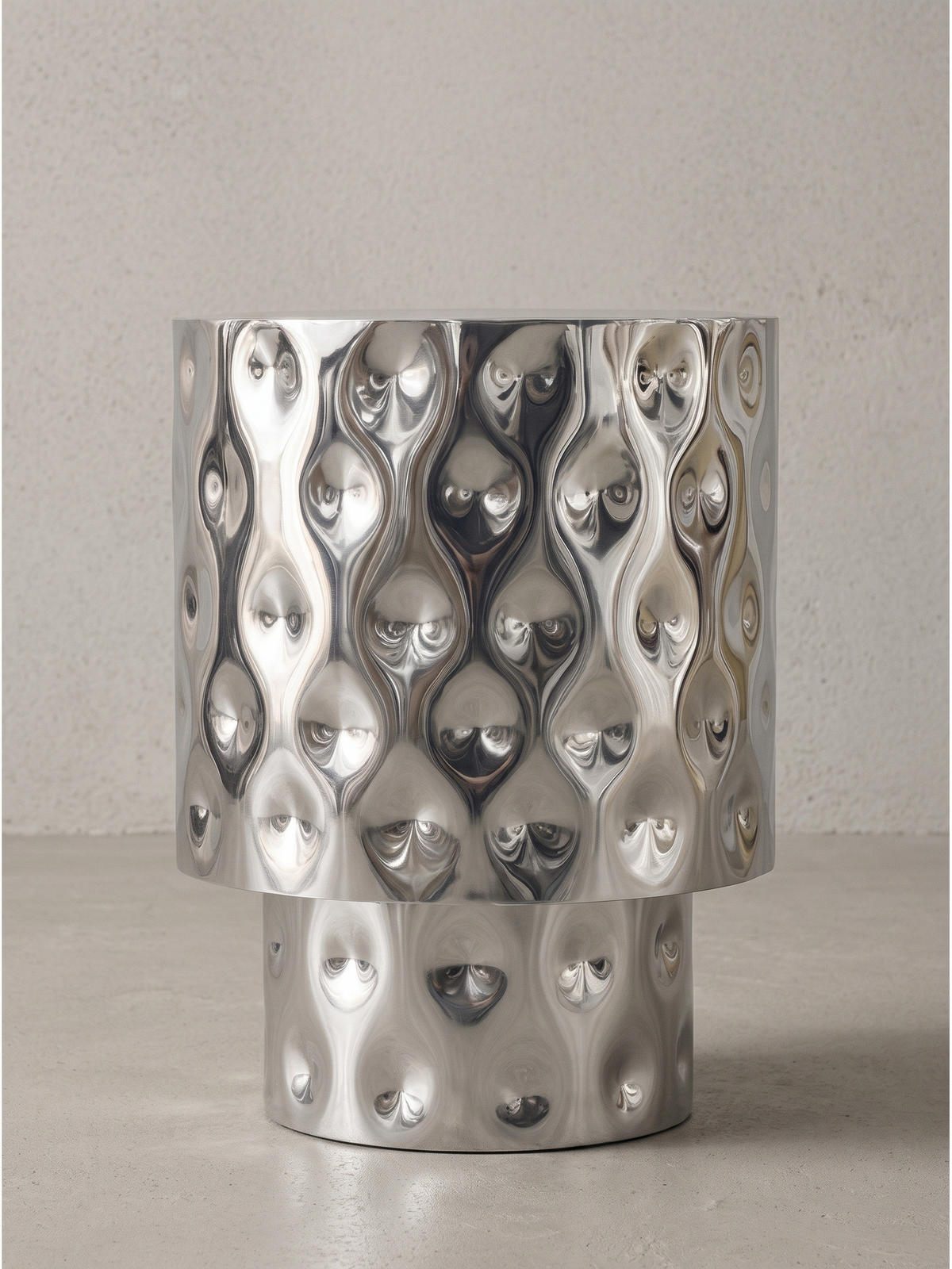 BEISTELLTISCH MAYENNE, Aluminium, handgefertigt, Silber, Ø 36 x 50 cm - Silberfarben, Metall (36/36/50cm) - KADIMA DESIGN