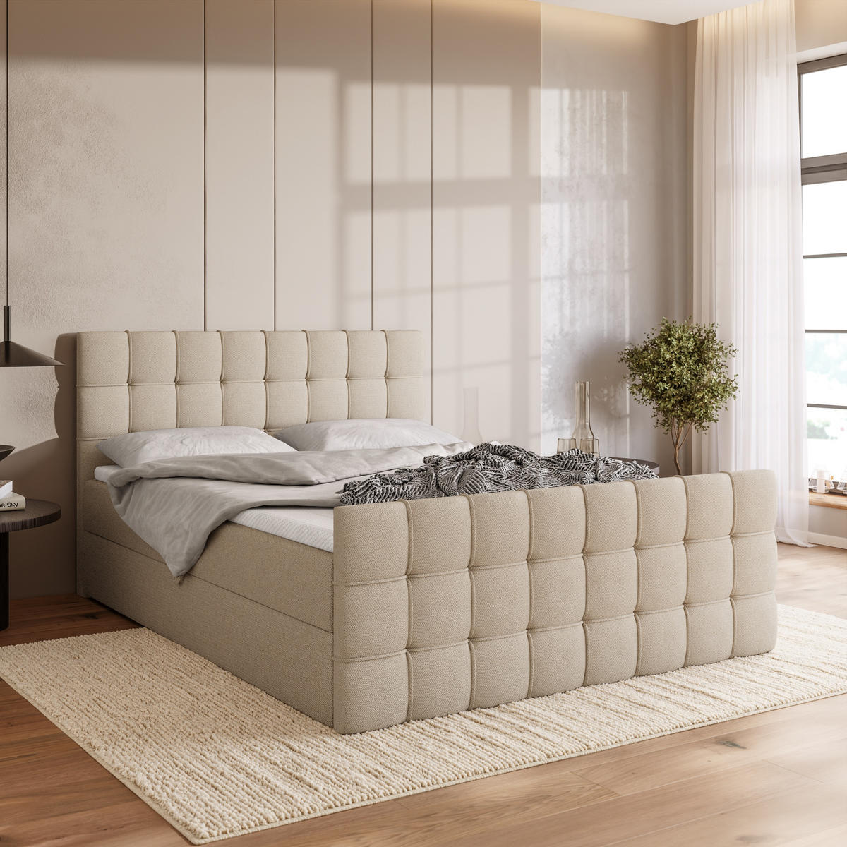 BOXBETT Detroit Duo mit Topper 180/200 Beige - Beige, Textil (180/200cm) - Bromarkt