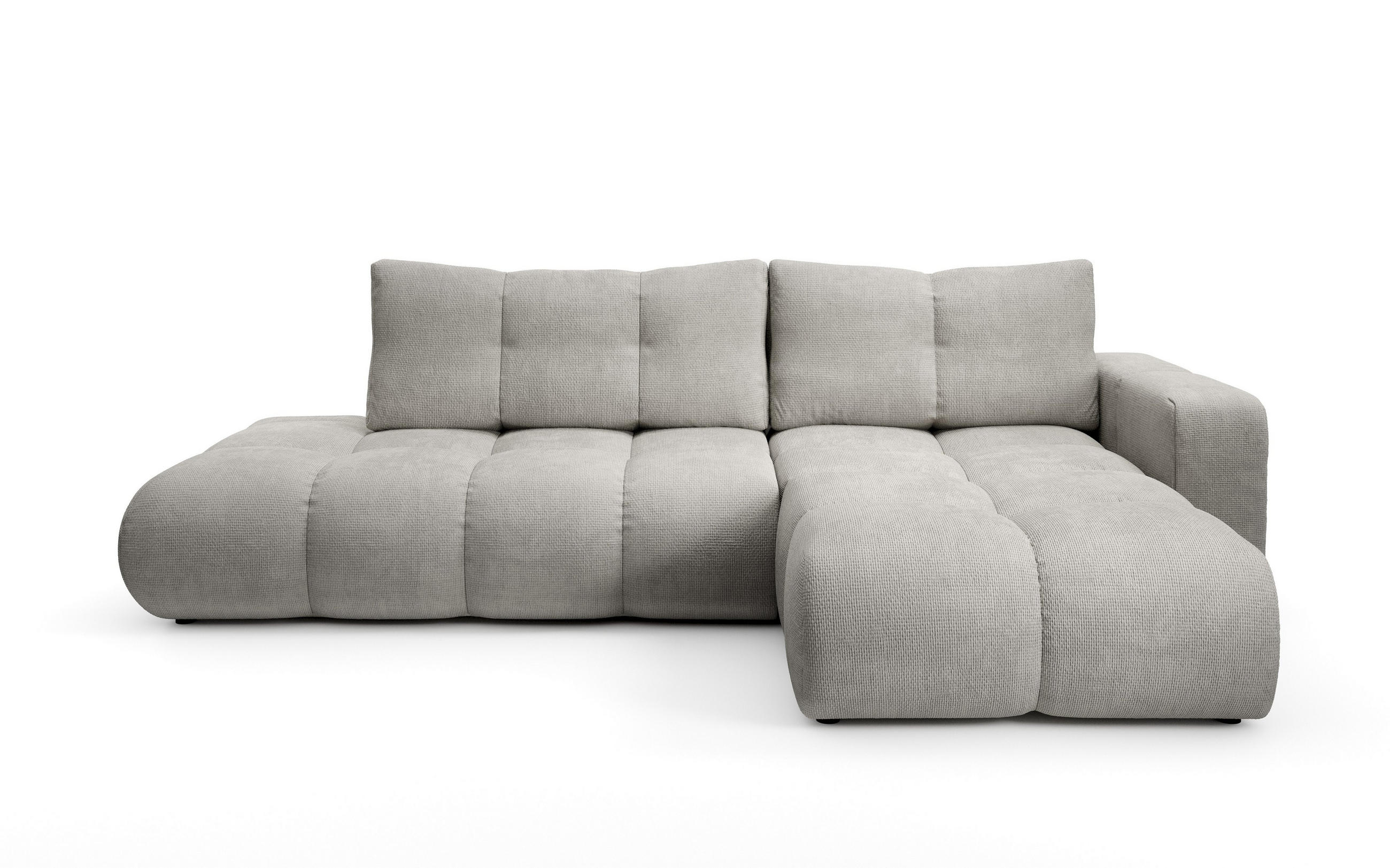 ECKSOFA DUCA R-S Hellgrau Chenille mit Schlaffunktion - Hellgrau, Holz (266.5/266.5cm) - MASSENO