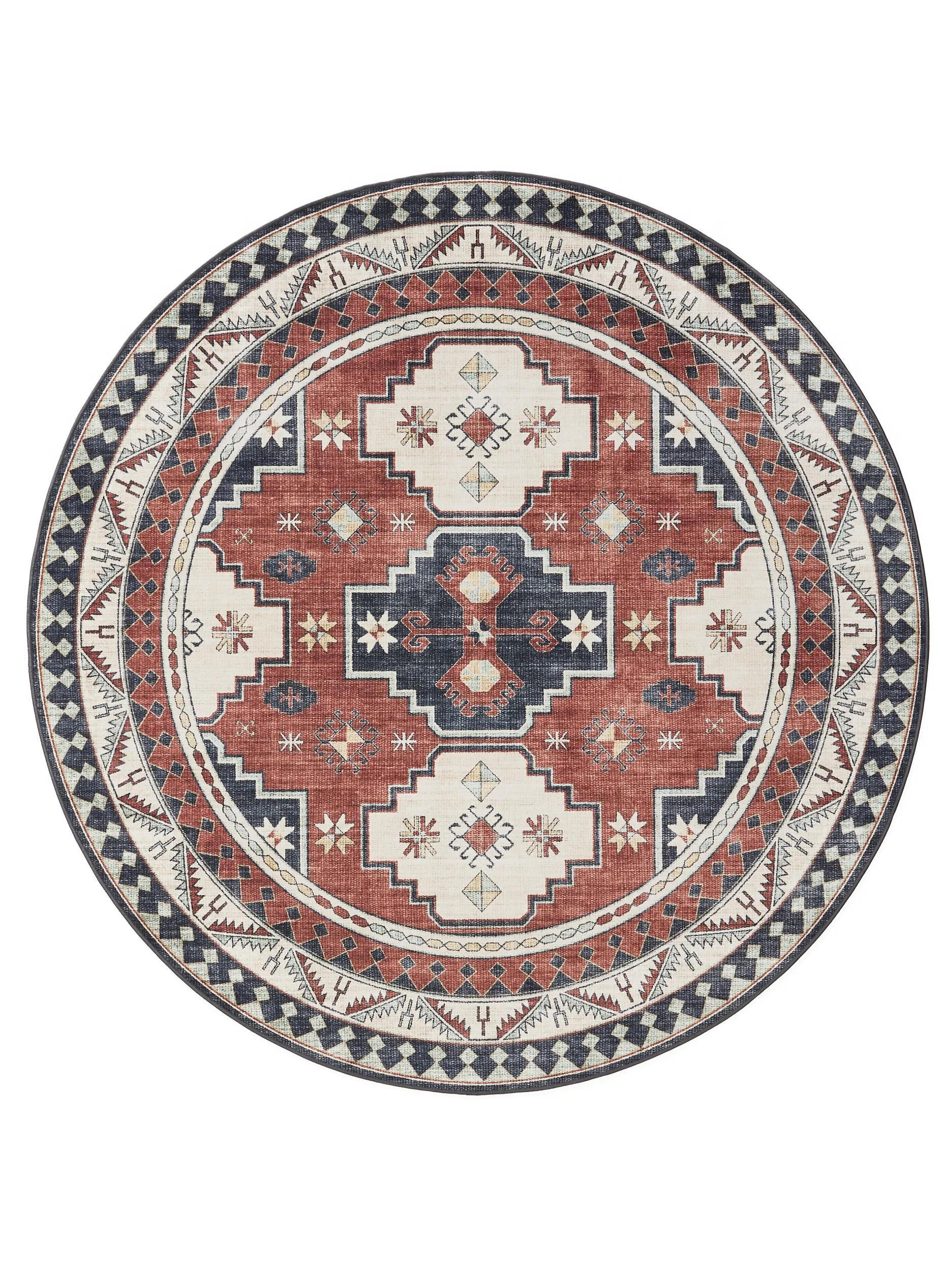 PRATELNÝ koberec George Vícebarevná/Modrá ø 120 cm - modrá/různobarevná, plast/umělá hmota (120/120cm) - benuta