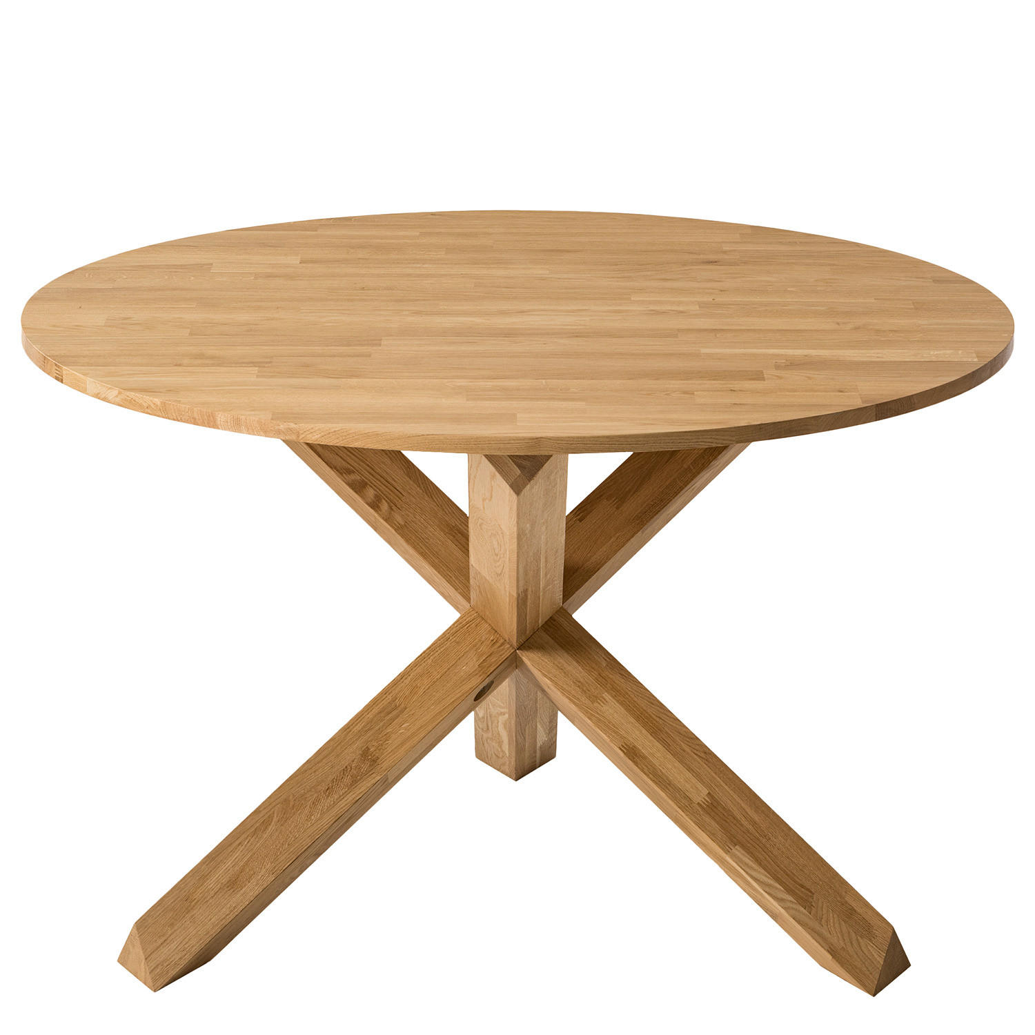 ESSTISCH - Eiche massiv - Eichefarben/Braun, Holz (120/120/75cm) - home24