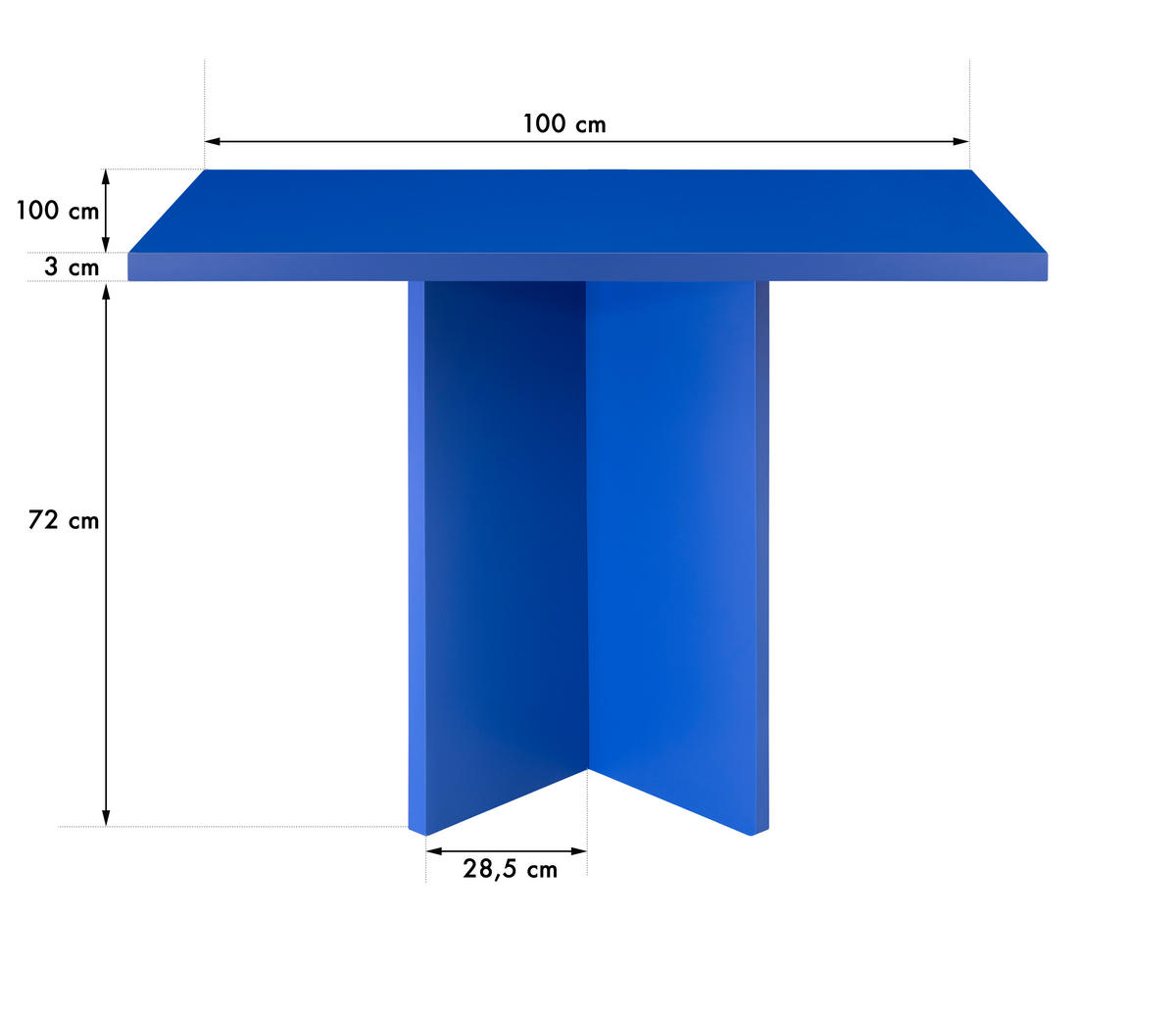 ESSTISCH Quadratischer mit laminiertem , 100/100 cm,Blau - Blau, Holzwerkstoff (100/100/75cm) - RNT By Really Nice Things