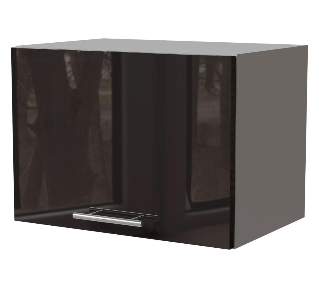 KLAPPHÄNGESCHRANK Essen W4B/50 Schwarz Hochglanz / Grau Matt 50 / 32,5 / 36cm - Schwarz Hochglanz/Schwarz, Holz/Holzwerkstoff (50/36/32.5cm) - Feldmann-Wohnen