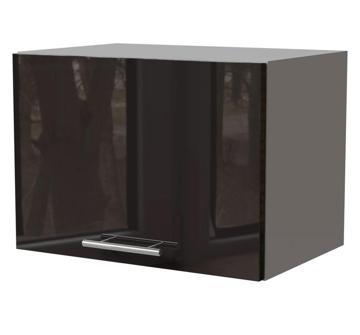 KLAPPHÄNGESCHRANK Essen W4B/50 Schwarz Hochglanz / Grau Matt 50 / 32,5 / 36cm - Schwarz Hochglanz/Schwarz, Holz/Holzwerkstoff (50/36/32.5cm) - Feldmann-Wohnen