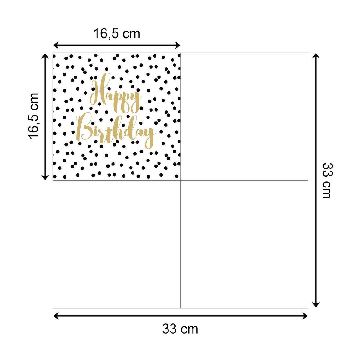 PAPIER SERVIETTEN Birthday Confetti 33 x 33 cm 100er Set - Goldfarben/Schwarz, Papier (33/33cm) - PPD