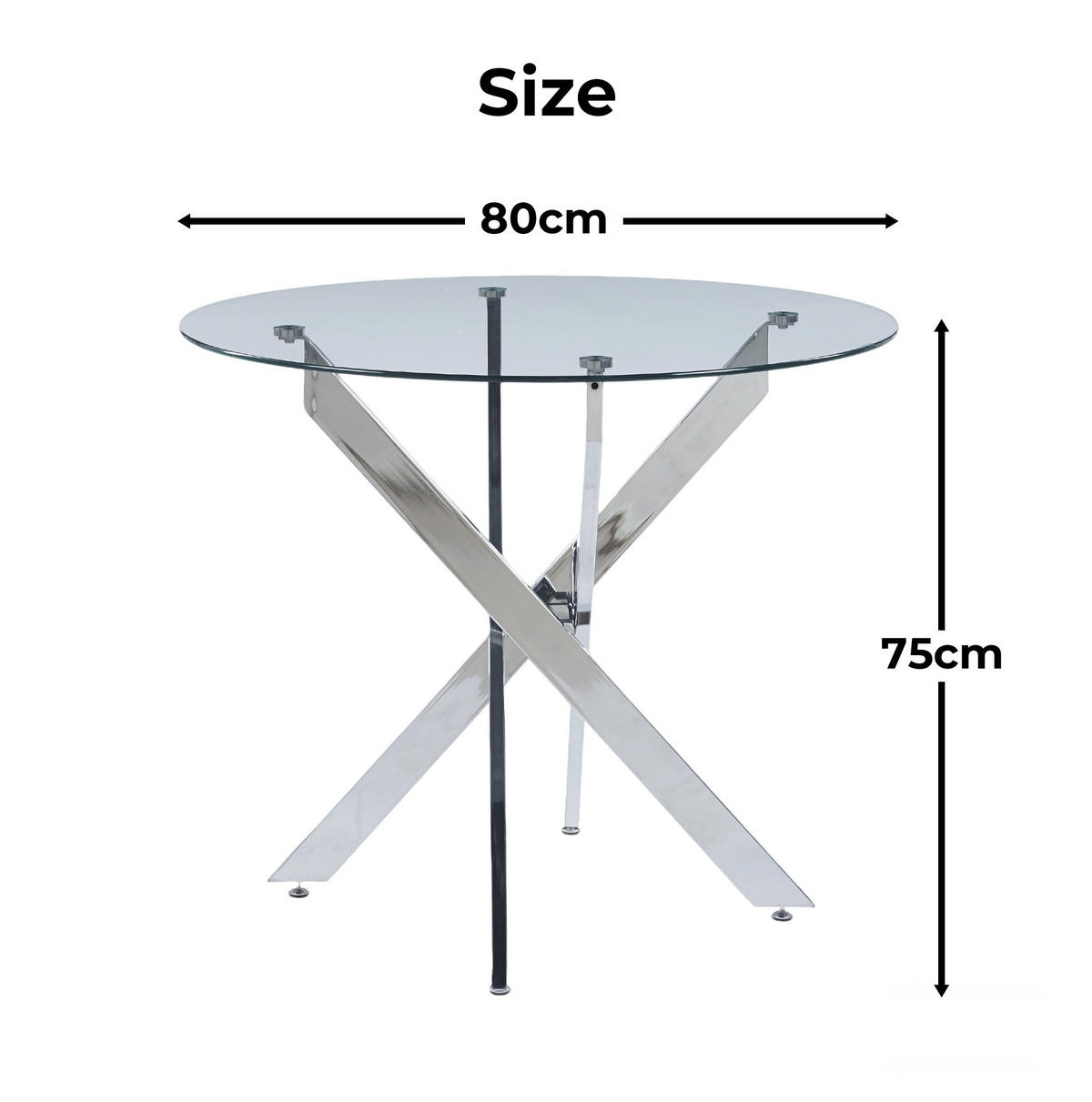 ESSTISCH 80/80/75 cm mit Glastischplatte und Metallgestell, pflegeleicht, Silber - Silberfarben, Metall (80/80/75cm) - Redom