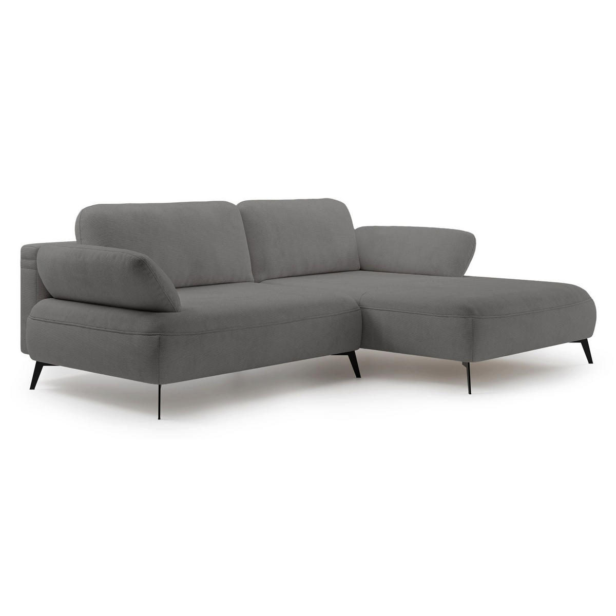 ECKSOFA Avolla Grau rechts - Schwarz/Grau, Textil/Metall (186/284cm) - Selsey