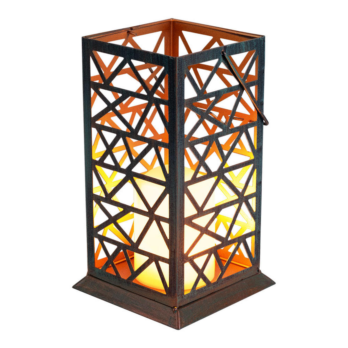 LED AUSSENLEUCHTE Feuereffekt Rostgrün - Braun, Metall (14/14/27cm) - Globo Lighting