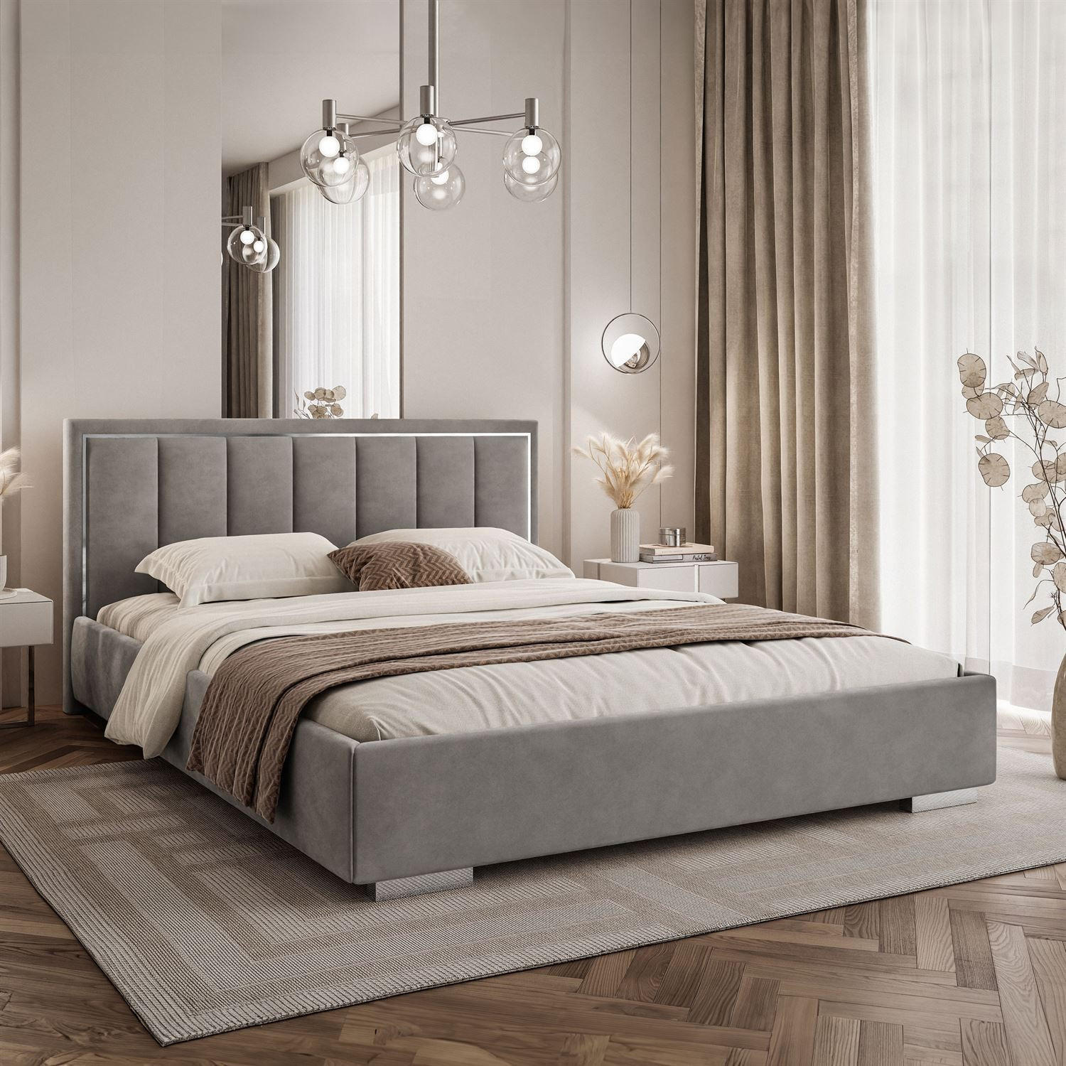 POLSTERBETT AURELIA SILVER mit Stauraum und Metallrahmen 120x200 Jasmine 90 - Dunkelgrau, Textil (120/200cm) - Lookway