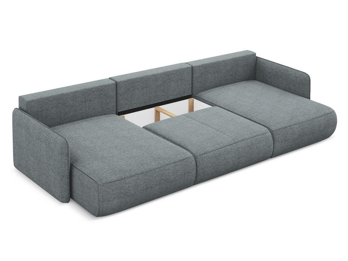 WOHNLANDSCHAFT Chenille Stoff Blau - Blau/Blaugrau, Kunststoff/Textil (290/86/148cm) - Makamii