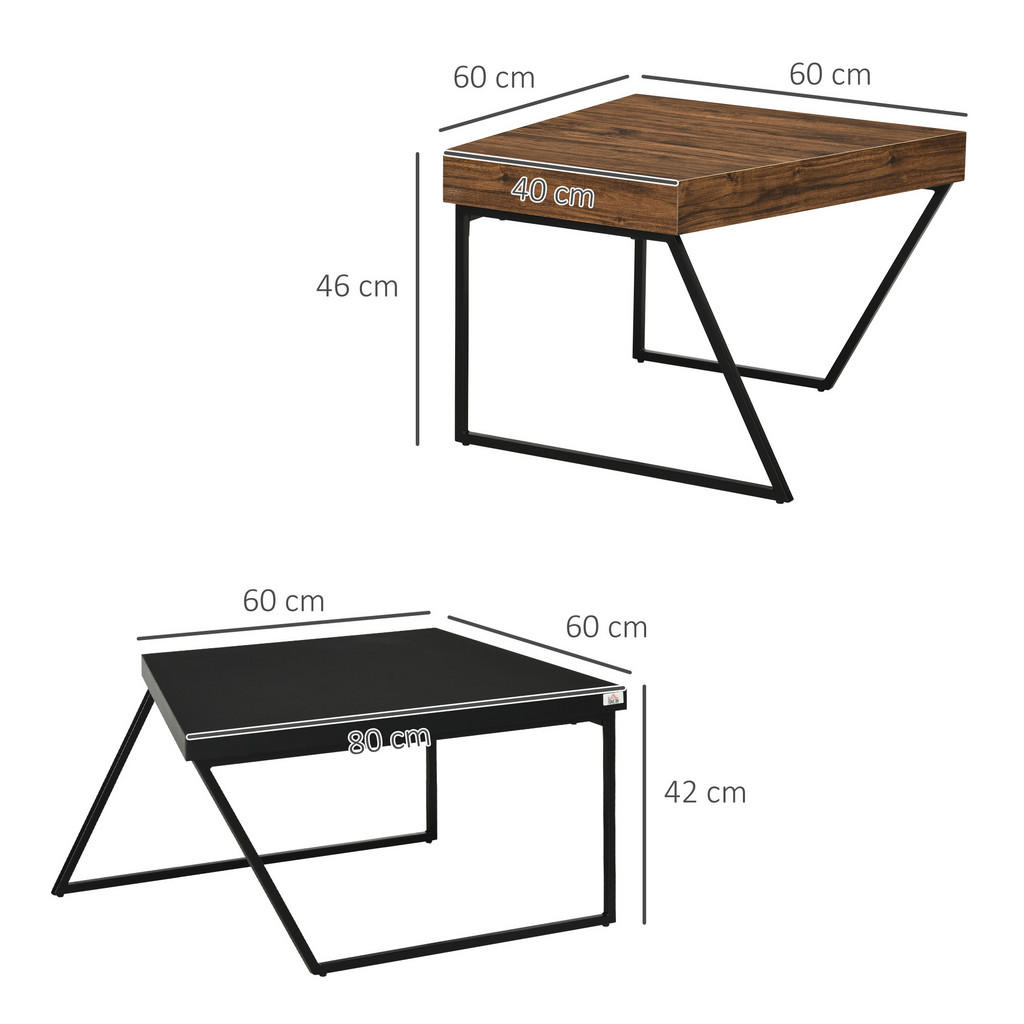 Thumbnail - Homcom Couchtisch, Schwarz, Holzwerkstoff, 60x42x80 cm, Wohnzimmer, Wohnzimmertische, Couchtische