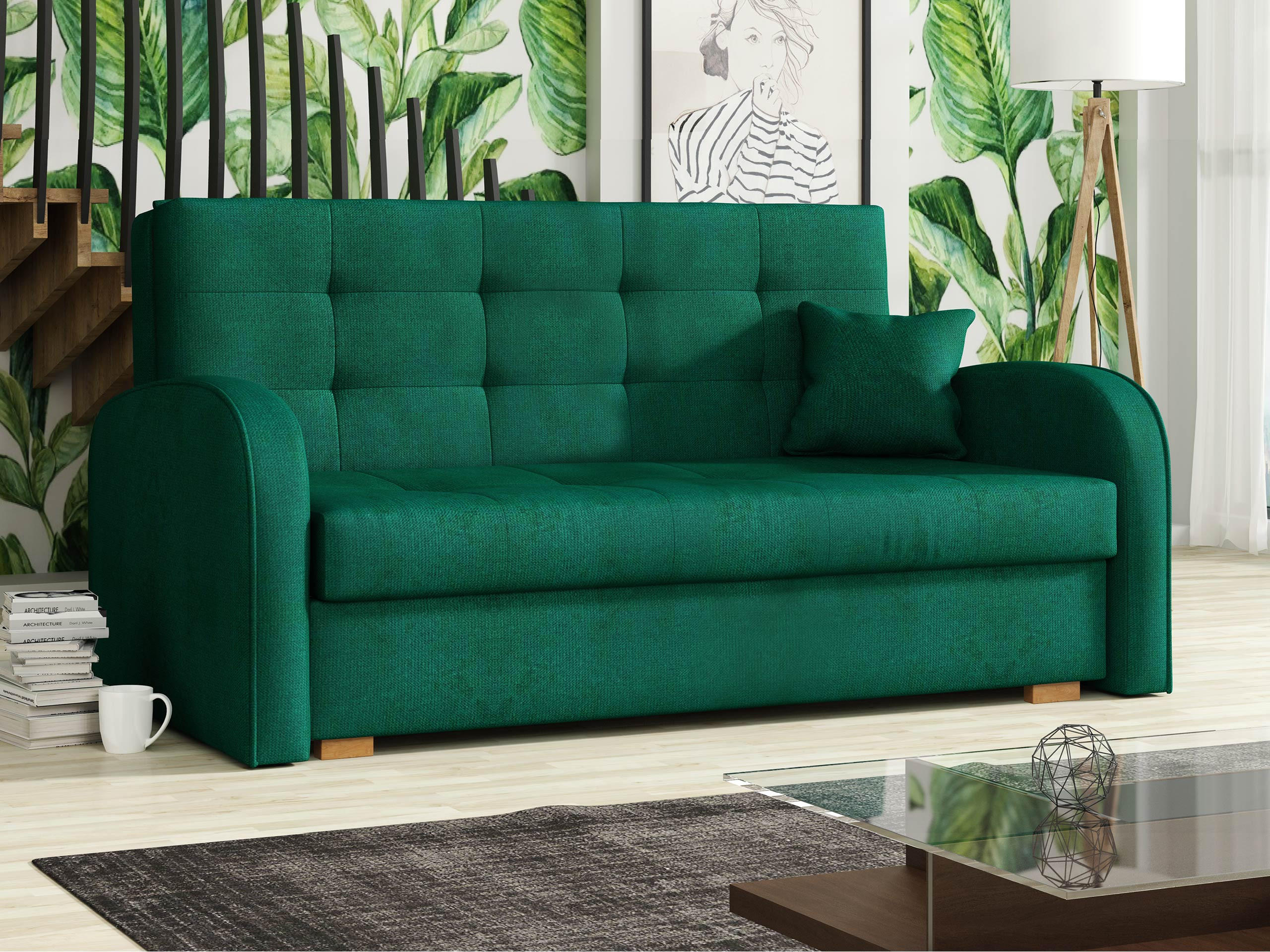 SCHLAFSOFA Viva Gold III - Smaragdgrün/Braun, Holz/Textil (153/85/98cm) - MIRJAN24
