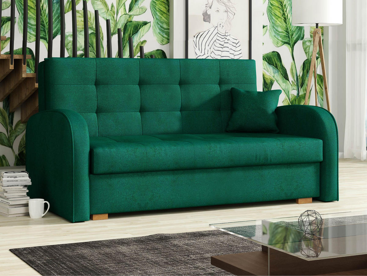 SCHLAFSOFA Viva Gold III - Smaragdgrün/Braun, Holz/Textil (153/85/98cm) - MIRJAN24