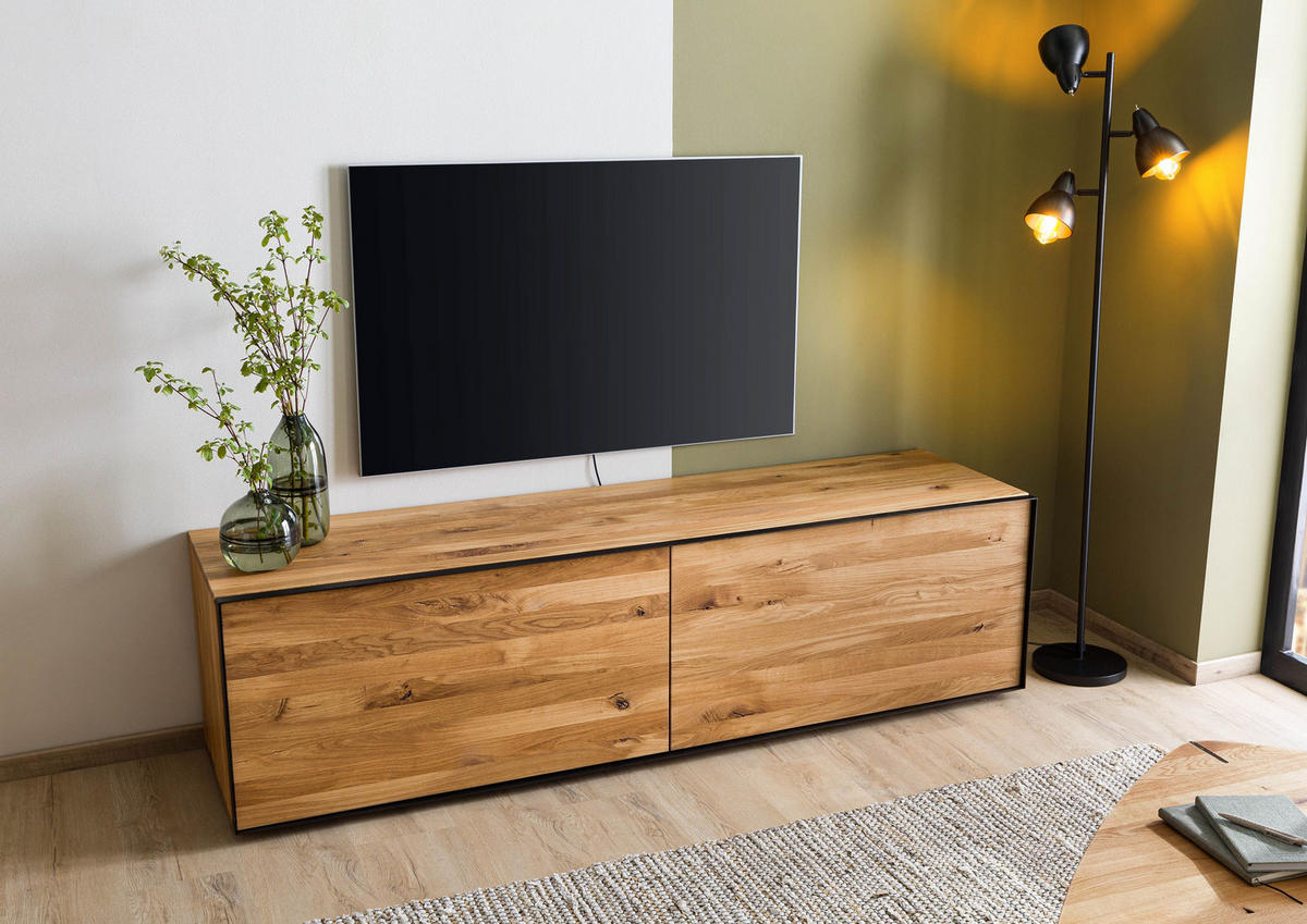 LOWBOARD Wildeiche 200x53x55 natur geölt STARNBERG #10 - Naturfarben, Holz (200/55/53cm) - Massivmoebel24
