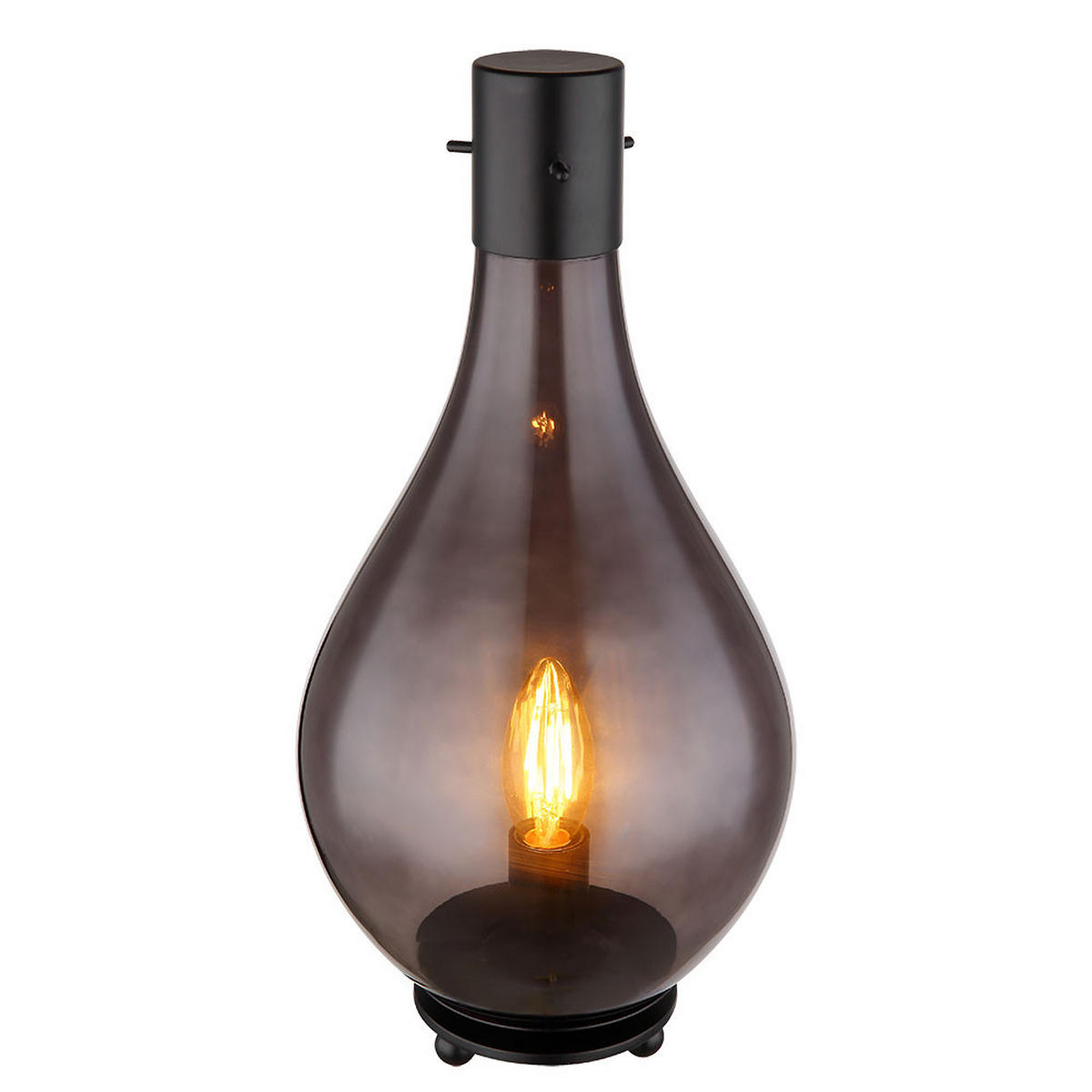 LED TISCHLEUCHTE Glas Rauch Schwarz - Grau, Glas (18/18/35cm) - Globo Lighting