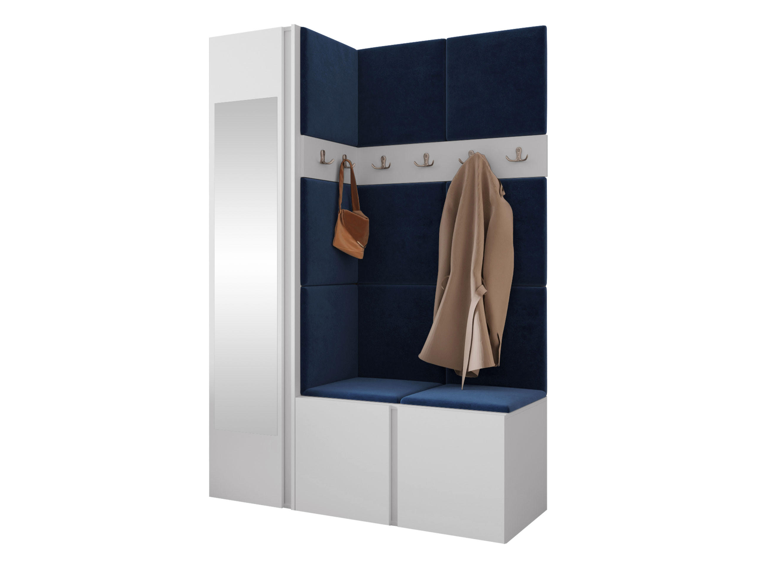 Mirjan24 Garderoben-Set Weiß, Blau 124x186x46 cm