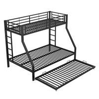 ETAGENBETT metall schwarz 90x200cm mit ausziehbett - Schwarz, Metall (90/200cm) - Urban Meuble