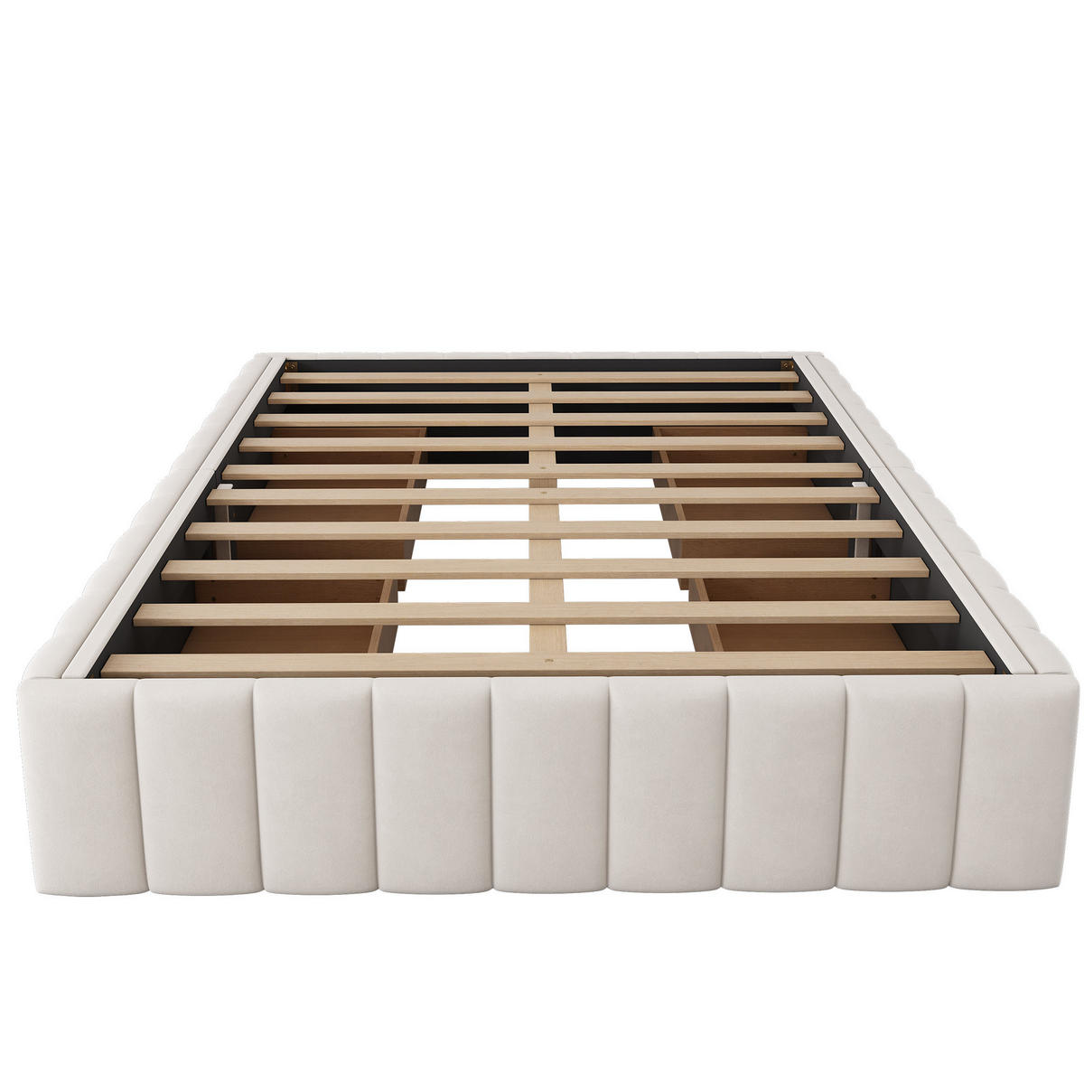 POLSTERBETT 140/200 cm Beige aus Samt mit 4 Schubladen und Lattenrost - Beige, Textil (140/200cm) - OKWISH