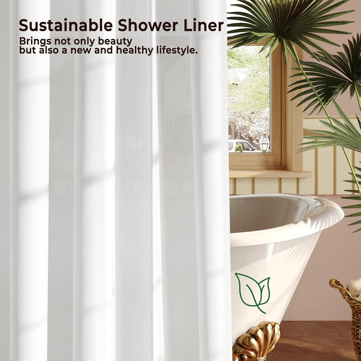 DUSCHVORHANG Weiß PEVA ohne Bohren wasserdicht maschinenwaschbar - Transparent, Textil (180/200cm) - MCBOSON