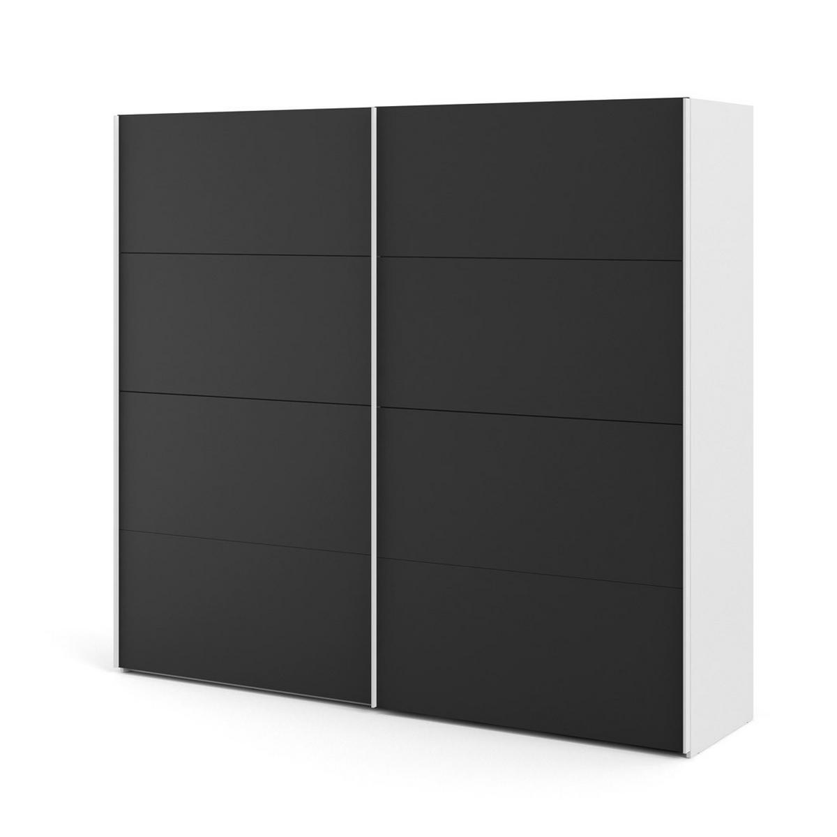 SCHWEBETÜRENSCHRANK mattschwarz - Weiß, Holzwerkstoff (243/221/61cm) - ebuy24