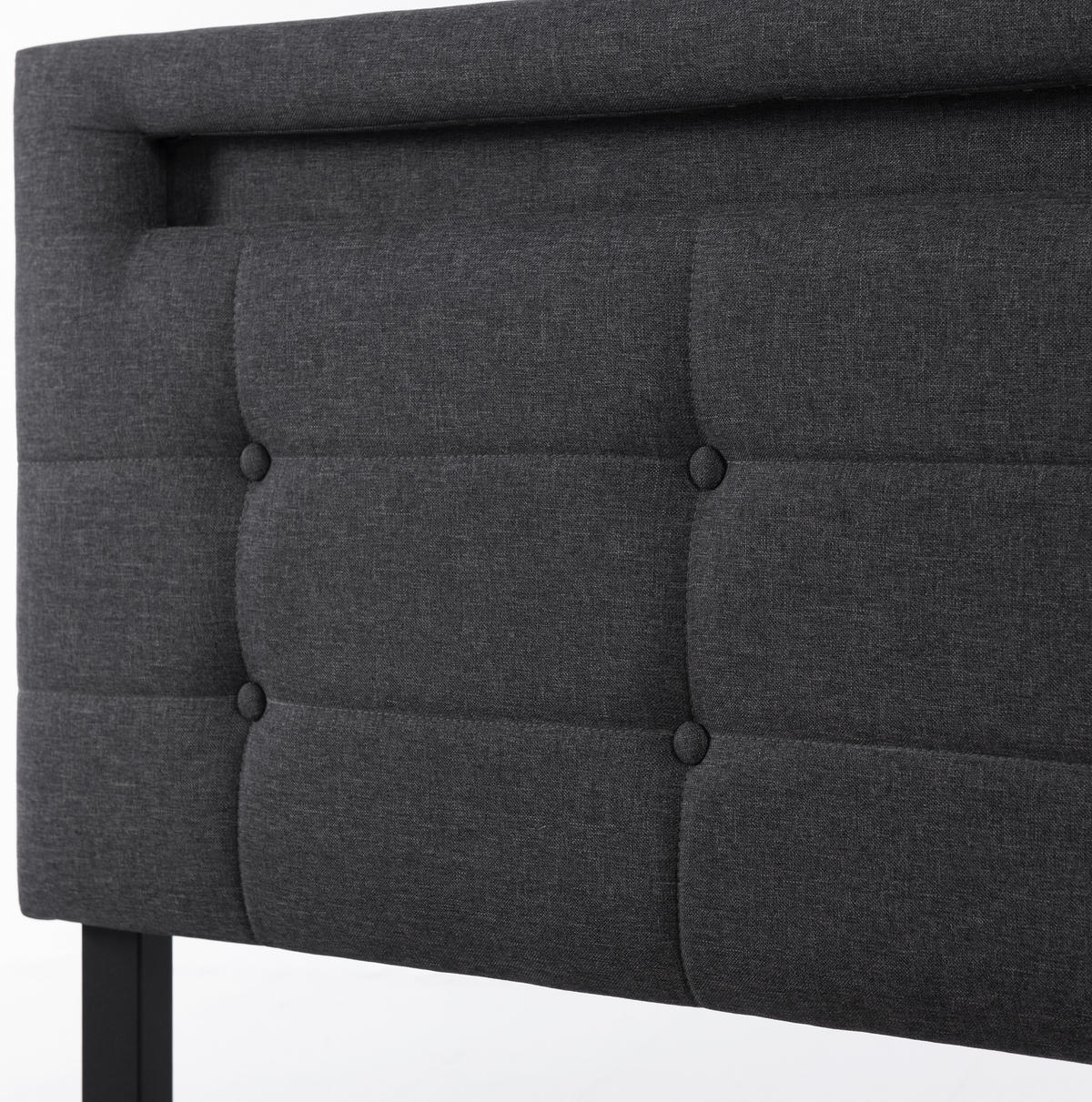 BETT mit LED und 4 Schubladen 140x200 cm Leinen Grau - Grau, Metall (140/200cm) - Meubliv