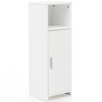 BADSCHRANK Weiß 30x95,5x30 cm aus Melamin mit kratzfester Oberfläche - Schwarz/Weiß, Holz/Metall (30/96/30cm) - KADIMA DESIGN