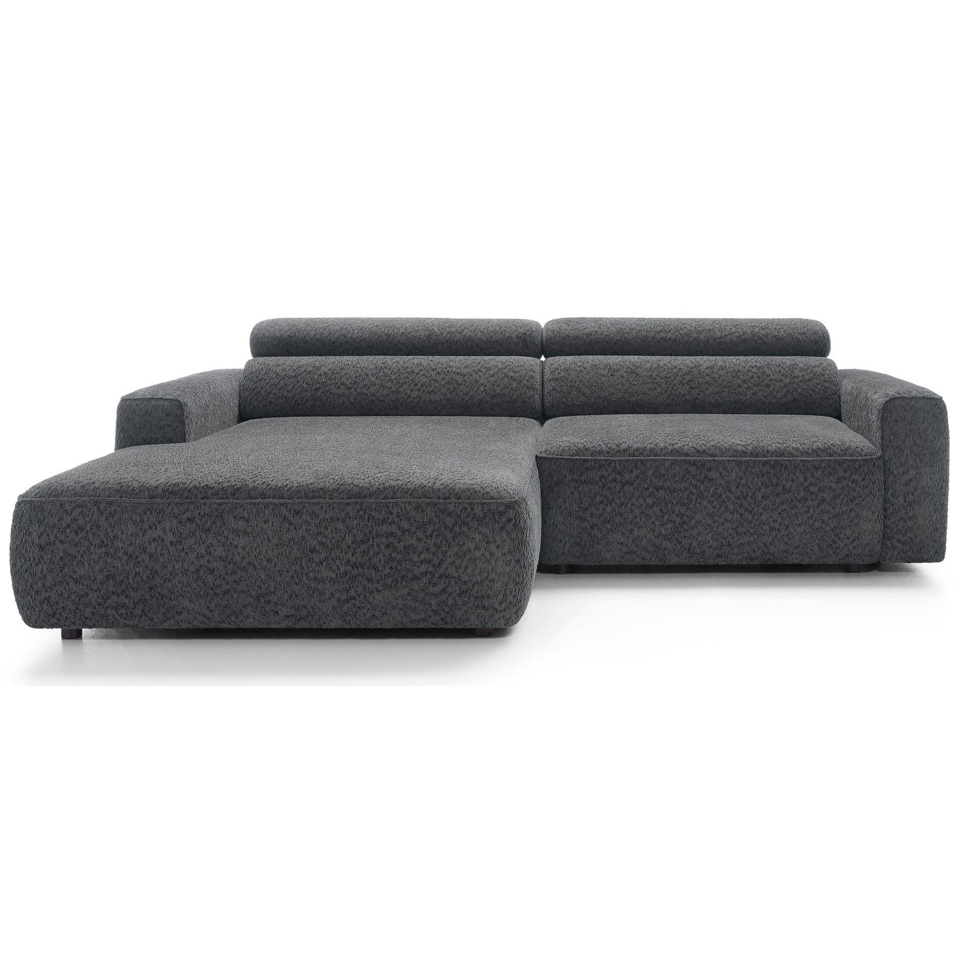 ECKSOFA Fando Dunkelgrau Chenille - Dunkelgrau/Schwarz, Kunststoff/Textil (252/182cm) - Selsey