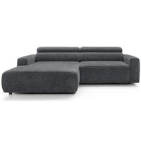 ROHOVÁ pohovka Fando s elektricky výsuvným sedákem, tmavě šedý ženil, levá - černá/tmavě šedá, textil/plast (252/182cm) - Selsey