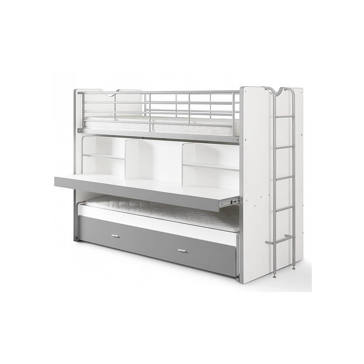 ETAGENBETT Compact80 s 2 Schlafplätze Silber - Grau, Holz - Vipack