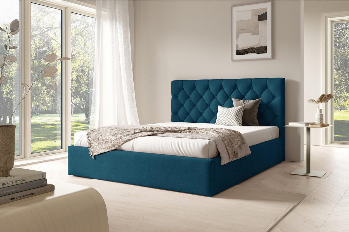 POLSTERBETT BEZA IV - Dunkelblau - Dunkelblau, Holz/Textil (180/200cm) - AN-Moebel 4u