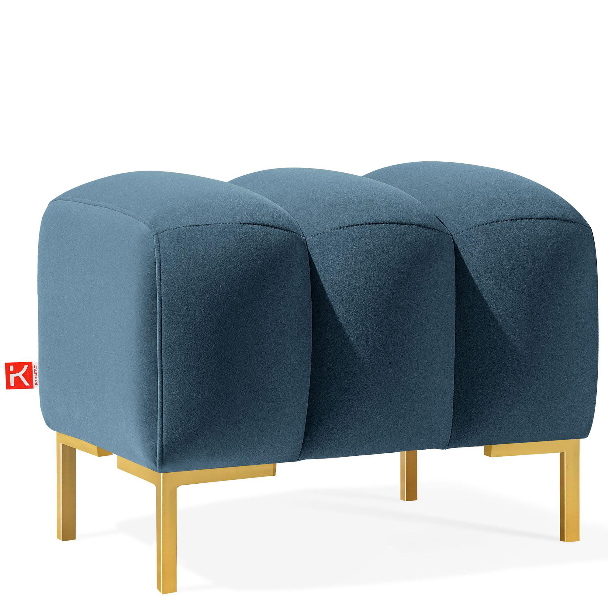 SITZHOCKER Polsterhocker PECCO, Veloursstoff - Blau/Goldfarben, Holz/Textil (120/50/50cm) - KONSIMO®