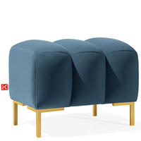 SITZHOCKER Polsterhocker PECCO, Veloursstoff - Blau/Goldfarben, Holz/Textil (120/50/50cm) - KONSIMO®