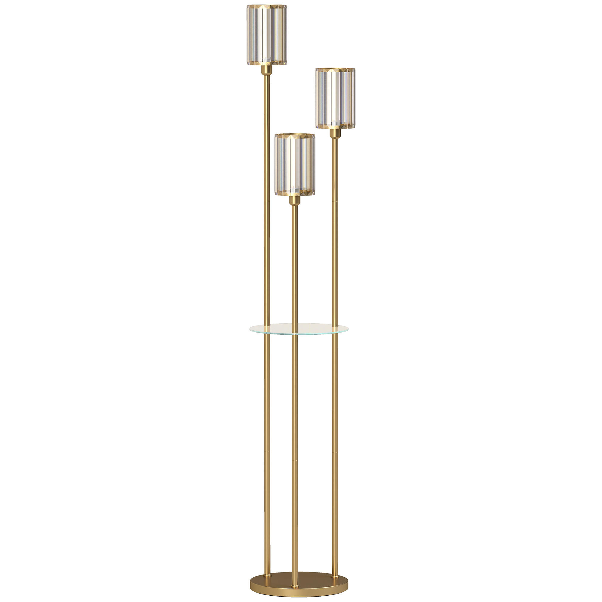 STEHLAMPE Stahl Glas Goldfarben - Goldfarben, Metall (32/32/177cm) - HOMCOM