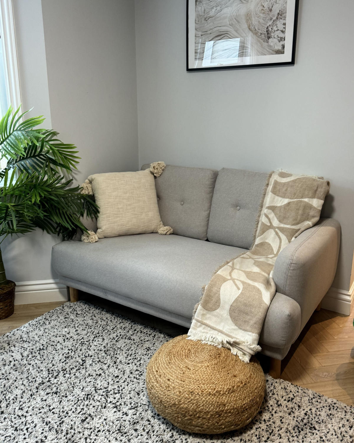 POUF Tifelt 50/50/20 cm - Beige, Naturmaterialen (50/20/50cm) - Beliani