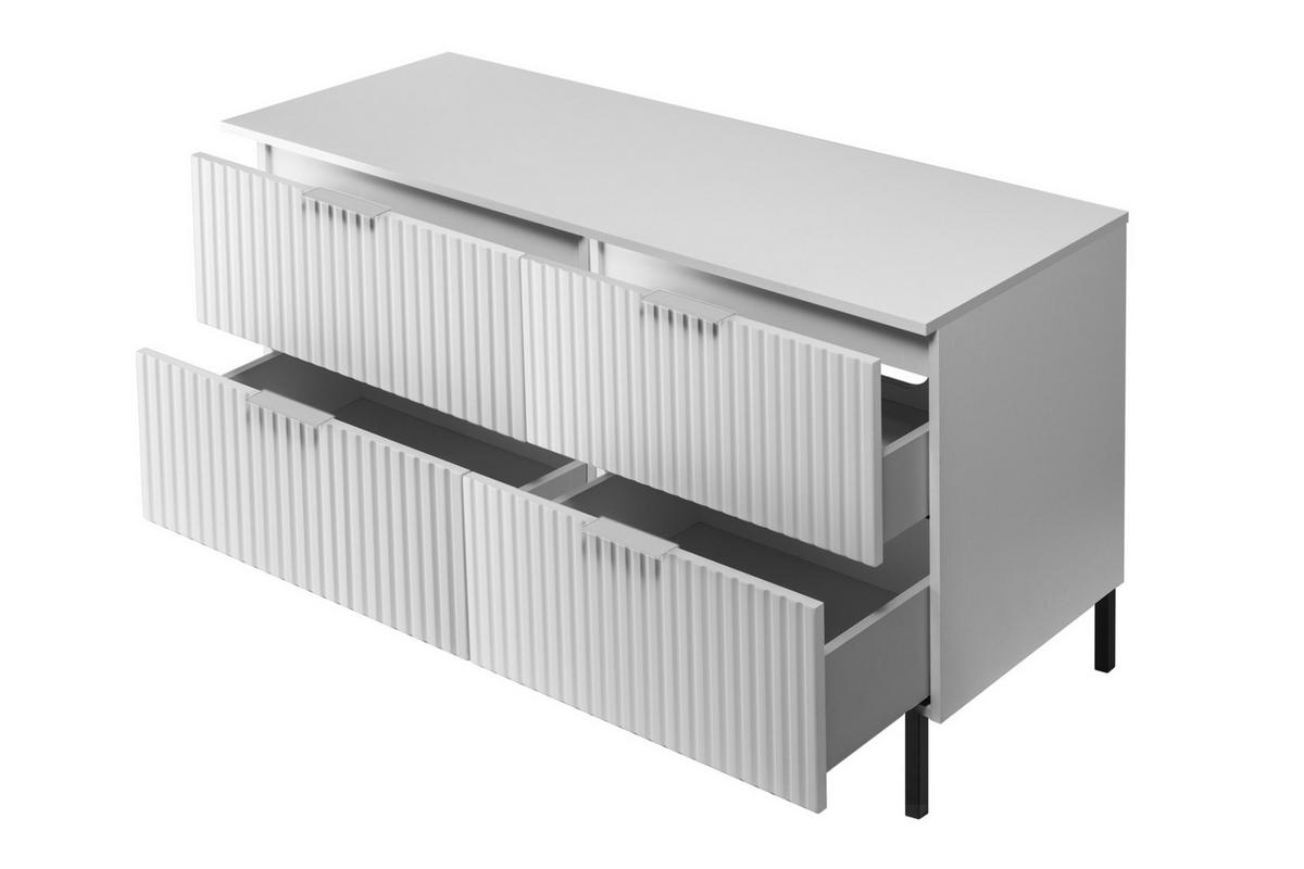 WASCHBECKUNTERSCHRANK, Schwarz, 120 (2 x 60) x 77 x 46 cm, silberner Griff, schwarze Beine + Arbeitsplatte - Silberfarben/Schwarz, Holzwerkstoff (120/77/46cm) - 3XE LIVING