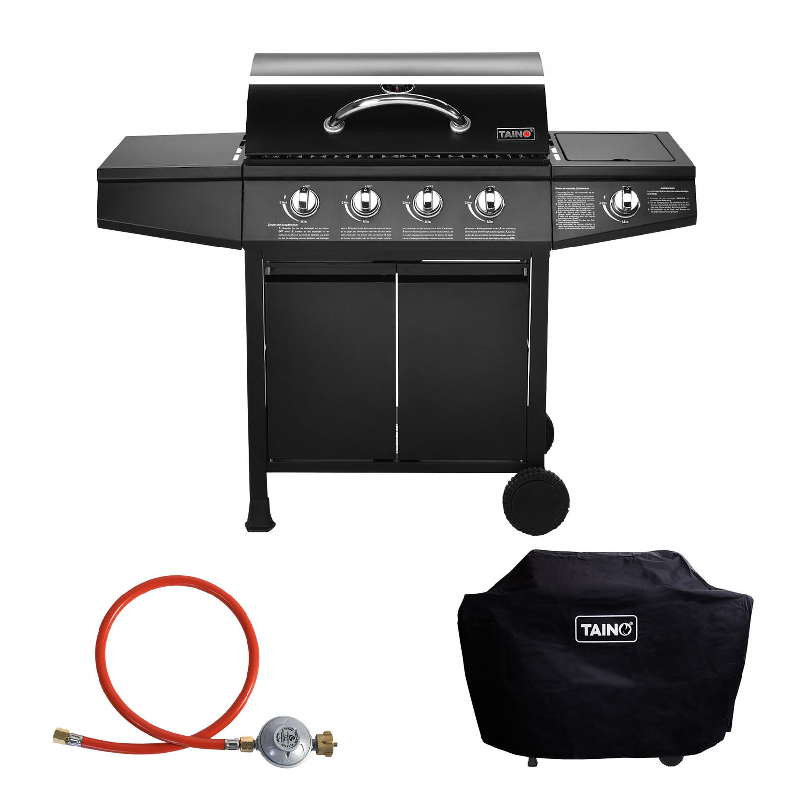GASGRILL SET BASIC 4+1 - Schwarz, Metall (126/103/50cm) - TAINO