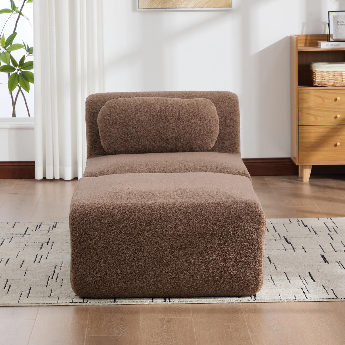 SESSEL DE-35154 mit Hocker Camel - Sandfarben, Textil (177/71/79cm) - ComfortXL