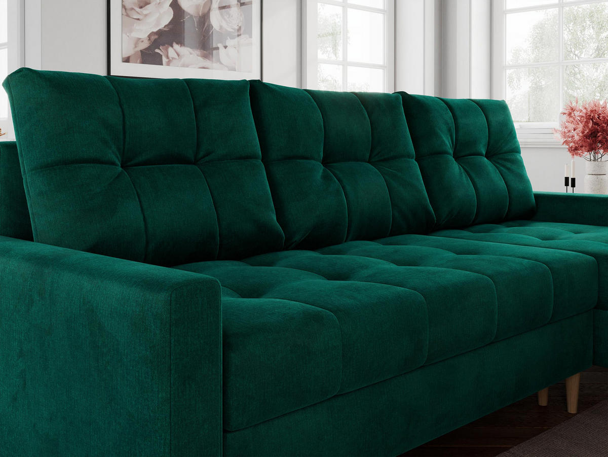 ECKSOFA Colin Velvet Dunkelgrün - Dunkelgrün/Braun, Holz/Textil (220/140cm) - MKS