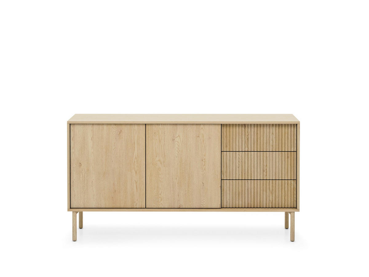 SIDEBOARD ROCCO 153,5x39,5x79,8 cm mit 3 Schubladen und 2 Türen Eichefarben - Braun, Holzwerkstoff (153.5/79.8/39.5cm) - MASSENO